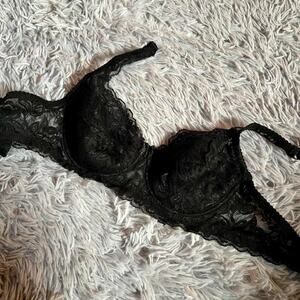 Black lace Sexy Gothic Madam Whimsygoth Underwire Balconette Bra‎